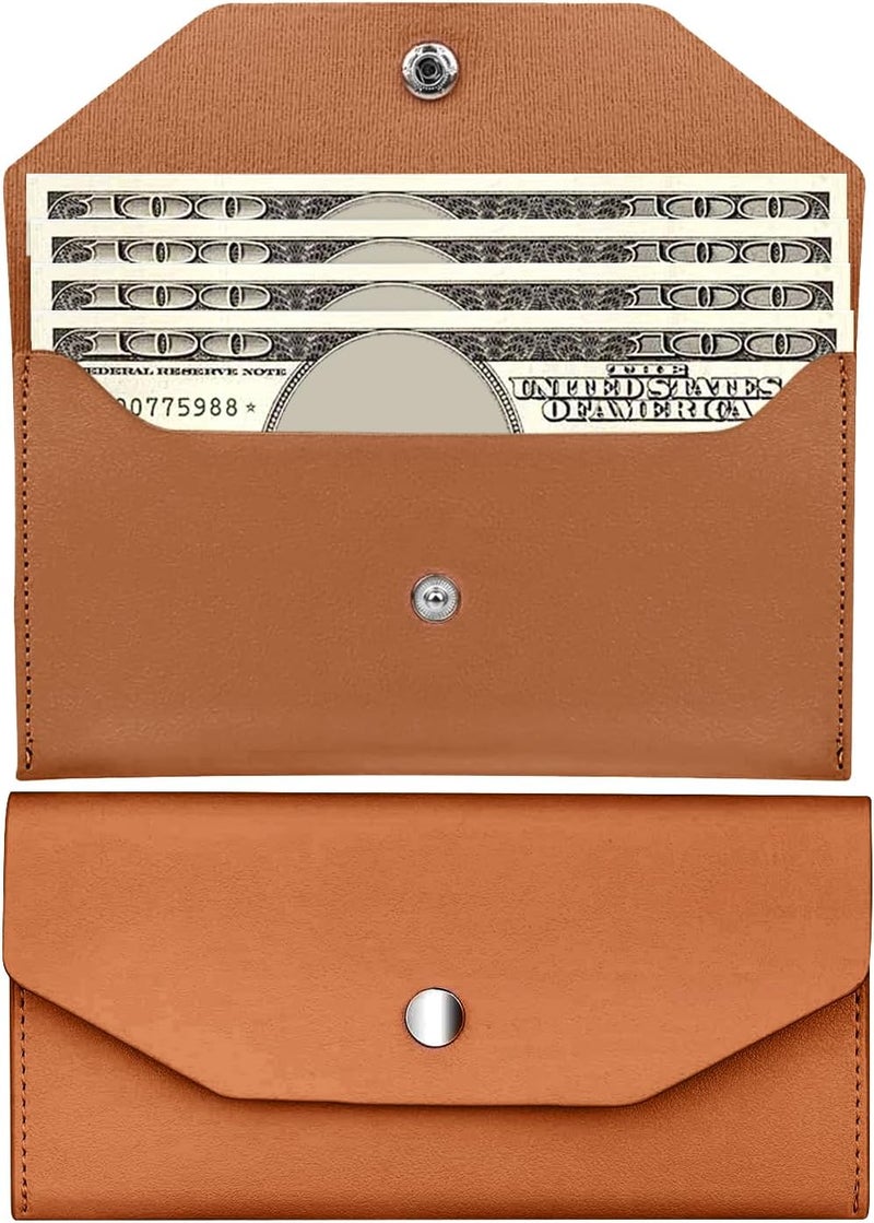 Nolcha Pu Leather Cash Envelope Wallet - Reusable Cash Stuffing Wallet for Men and Women -Brown - Image 1